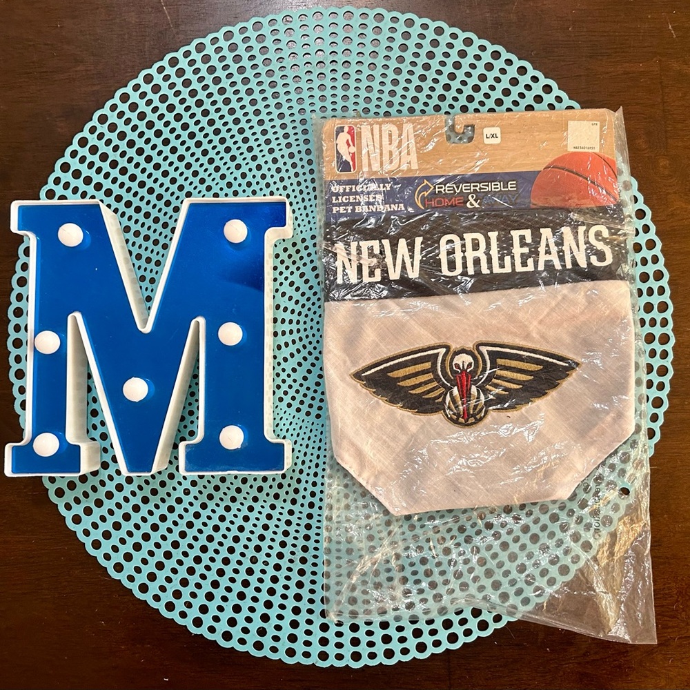 Pets First NBA Reversible Dog Bandana; L/XL New Orleans Pelicans Pet Bandana